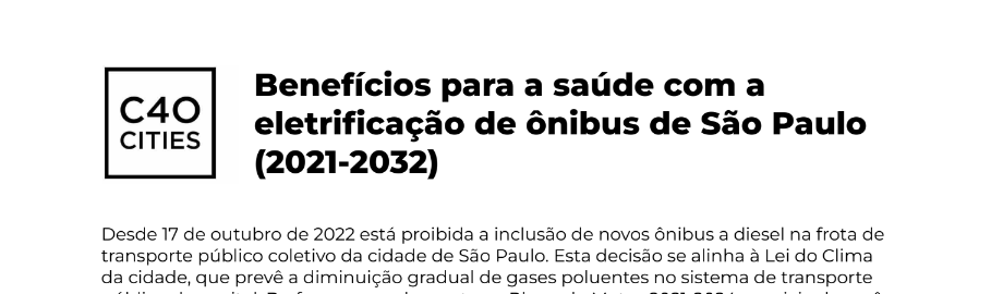 Benefícios para a saúde com a eletrificação de ônibus de São Paulo (2021-2032)