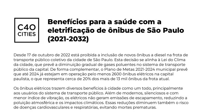 Health benefits from the electrification of buses in São Paulo (2021-2032)